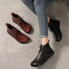 Botines Derby de mujer con suela suave, planos y punta redonda, color marrón y negro