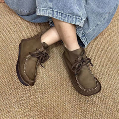 Handgemachte flache Stiefeletten Mori Girl Schuhe weiches Leder