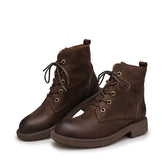 Vollnarbige Kampfstiefel Designer Retro Chunky Martin Boots Kaffee/Schwarz