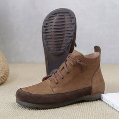 Handgemachte flache Mori Girl Schuhe weiche Knöchel Booties Farbe Blockierung