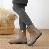 Retro Soft Short Boots for Winter Short Plush Lining Black/Khaki