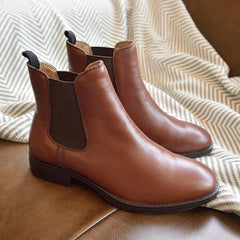 Botas Chelsea de piel de becerro auténtica, talla grande, para otoño e invierno, de marca, hechas a mano.