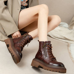 60 mm Plateaustiefel mit Schnürung, Martin-Stiefel, Springerstiefel für große Zehen