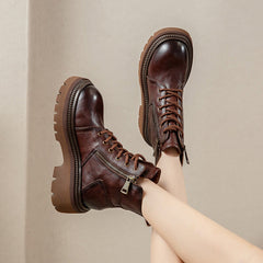 60 mm Plateaustiefel mit Schnürung, Martin-Stiefel, Springerstiefel für große Zehen