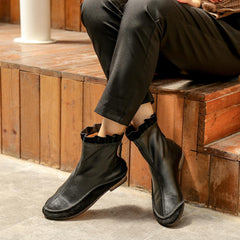 Handgemachte weiche kurze Stiefel Retro runde Spitze für Herbst und Winter Kaffee/Schwarz