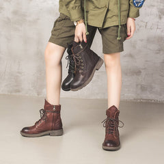 Botas de montar gruesas de diseñador Botas de combate de piel de oveja de moda