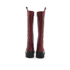 Belt Buckle Knee High Boots Cowboy Boots Chunky Riding Boots