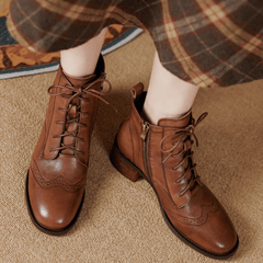 Handgemachte Wingtip Schuhe Block Carving Brogue Stiefelette Schwarz/Braun