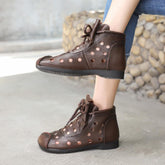 Handgemachte Sommerstiefel, flache Schuhe, Gladiator-Sandalen, Retro-Oxford-Schuhe, Schuhe im Vintage-Stil Braun/Kaffee