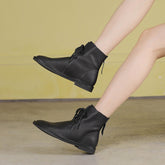 Handmade's Booties Runde Zehen Schnürung Flache Stiefeletten Braun/Schwarz/Kaffee