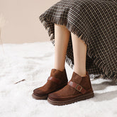 Mori Style Ankle Booties Brush-Off Buckle Boots