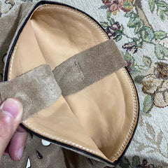 Damen Western Cowboystiefel mit Kontrastnähten und ausgehöhlten Verzierungen - Khakifarbene Cowgirlstiefel, komplett aus echtem Leder