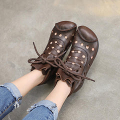 Handmade Summer Boots,Flat Shoes, Gladiator Sandals, Retro Oxford Shoes, Vintage style Shoes Brown/Coffee