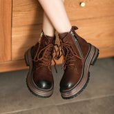 Botas gruesas con cordones y plataforma de 50 mm, botas de combate retro de diseñador hechas a mano