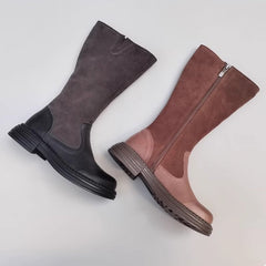 Handmade Knee High Boots Big Toe Splicing Design Riding Boots Black/Brown