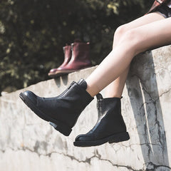 Ankle Boots Comfortable Walking Round Martin Boots Up Zip