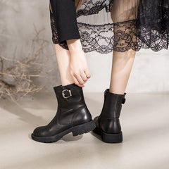 Handgemachte kurze Stiefel klobige Schnalle Stiefel