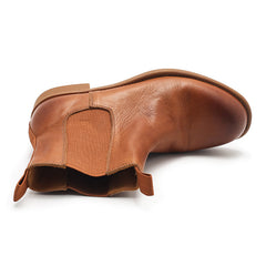 Handgemachte Retro Chelsea Boots Brush-Off Stiefeletten Braun/Kaffee/Schwarz