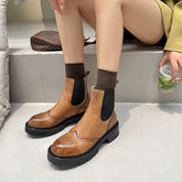 Handgemachte Wingtip Chelsea Boots Weiche Stiefeletten Chunky