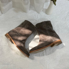 Damen Western-Cowboystiefel aus Wildleder mit halbhoher Sohle