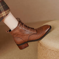 Handgemachte Wingtip Schuhe Block Carving Brogue Stiefelette Schwarz/Braun