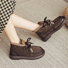 Winterstiefel mit runder Zehenpartie und Schnürung, Designer-Stiefeletten