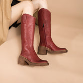 Knee High Boots Cowboy Boots Designer Retro Block Heel Riding Boots