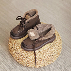 Winterstiefel mit runder Zehenpartie und Schnürung, Designer-Stiefeletten