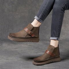 Ankle Booties im Mori-Stil mit abgebürsteter Schnalle