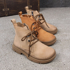 Retro Oxford Schuhe Flache Stiefeletten Schnürstiefeletten Kurze Booties