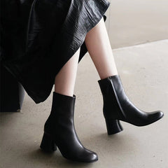 Botines elegantes con forro 100% piel de oveja, tacón alto y cremallera lateral