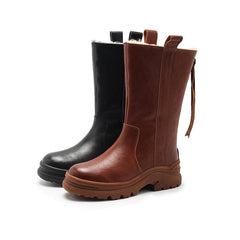 Damen-Schneestiefel mit Lammfellfutter für den kalten Winter, Retro-Stiefel mit halbhoher Wade