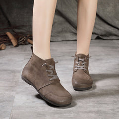 Handgemachte flache Stiefeletten Mori Girl Schuhe Soft Color Blocking