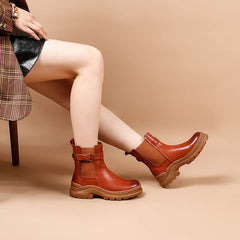 Damen Retro Stiefeletten Schneestiefel Haben Fleece Gefüttert für Kalten Winter