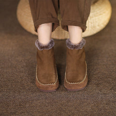 Handgemachte weiche Stiefeletten Retro Runde Zehen kurze Stiefel Chelsea Stiefel Rückseite Reißverschluss Kaffee/Grau/Braun