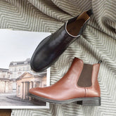 Chelsea Boots Genuine Calfskin Plus Size Autumn Winter Fashion Brand Ankle Shoes Handmade