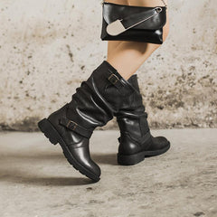 Reitstiefeletten mit Wadenlänge und Faltendesign, kurz, mit Plüschfutter oder zur Auswahl in Aprikose/Braun/Schwarz