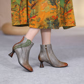 Handgemachte Stickerei Kitty Heel Stiefeletten Seitlicher Reißverschluss