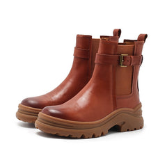 Damen Retro Stiefeletten Schneestiefel Haben Fleece Gefüttert für Kalten Winter