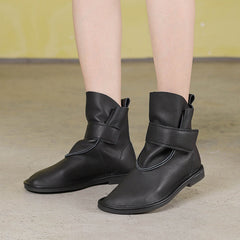 Handmade's Booties Runde Zehen Klettverschluss Flache Stiefeletten Braun/Schwarz/Kaffee