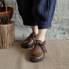 Handgemachte echte flache Stiefel mit Schnürung, weiche Stiefeletten, Mori Girl Oxfords, Designer-Schuhe, Kampfstiefel, Kaffee/Beige/Braun