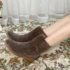 Damen Western-Cowboystiefel aus Wildleder mit halbhoher Sohle