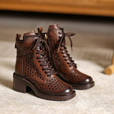 Handgefertigte 60 mm Blockabsatzstiefel zum Schnüren im Hohlstil