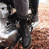 Handgemachte klassische Martin-Stiefel, echte Oxfords mit Schnürung, runde Zehenpartie, klobige Stiefeletten, Schwarz