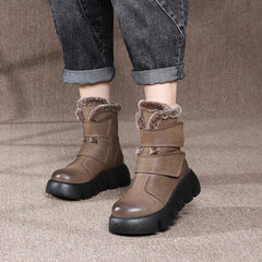 Winterstiefel Plüsch Warm Echt Klett Rund Zehenbereich Neu