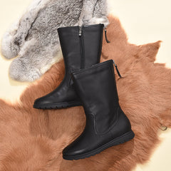 Retro Mid Calf Boots for Cold Winter Classic Martin Boots Black