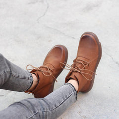 Retro Martin Stiefel zum Schnüren, weicher Oxford, lässiger Wanderstiefel, Braun/Schwarz