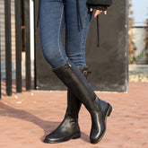 Handmade Soft Knee High Boots Side Zip Riding Boots Short Plush Lining