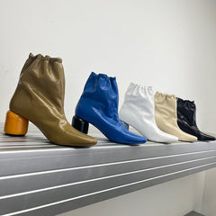 Elegant Ankle Boots with 100% Sheepskin Lining High Heel Genuine Leather