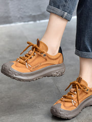 Zapatos versátiles de cuero con cordones y suela gruesa